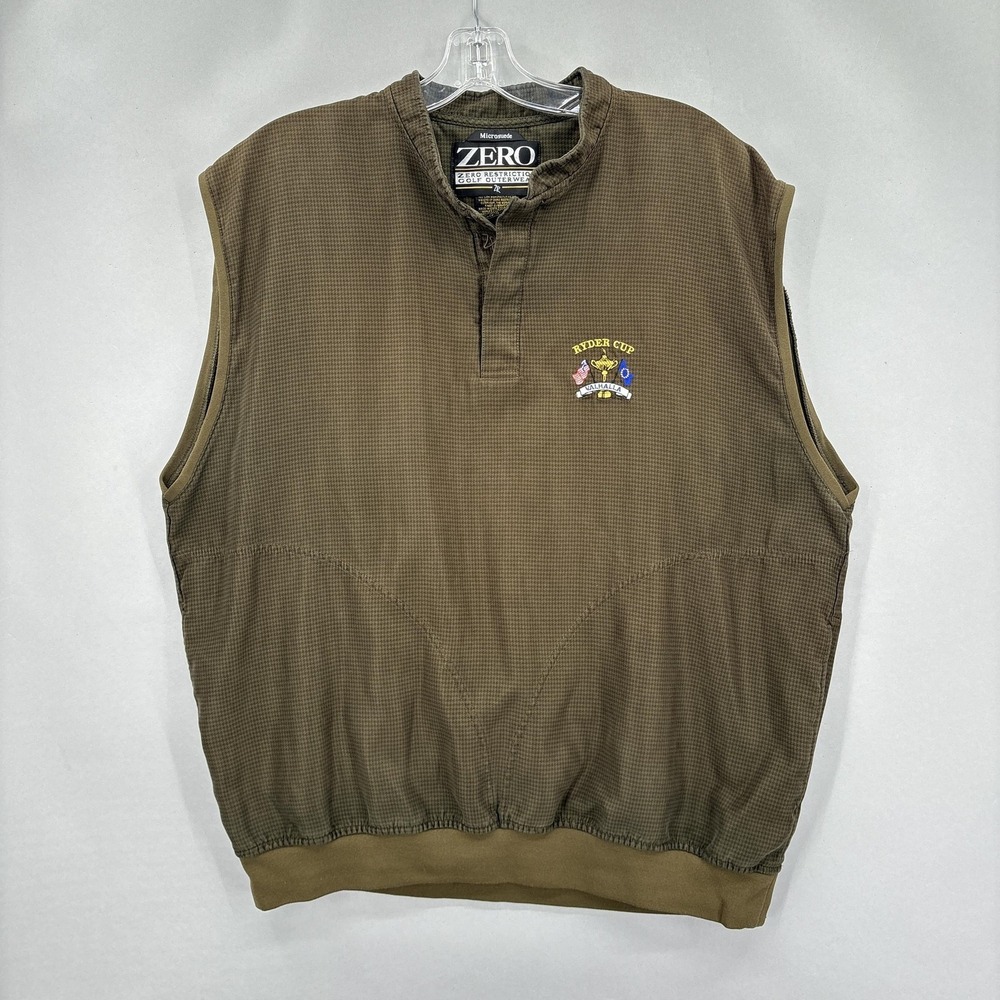 Zero‎ Restriction Vest Mens XL Brown Microsuede Golf Pullover Ryder Cup Valhalla